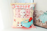 Strawberries & Cream Bunnies Tsumettow Pillow