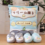Peach Dumpling Penguins Tsumettow Pillow Back