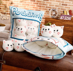 Peppermint Cats Tsumettows Pillow with Plushies Exposed