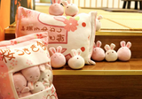 Sakura Bunnies Tsumettow Pillow with Plushies Out